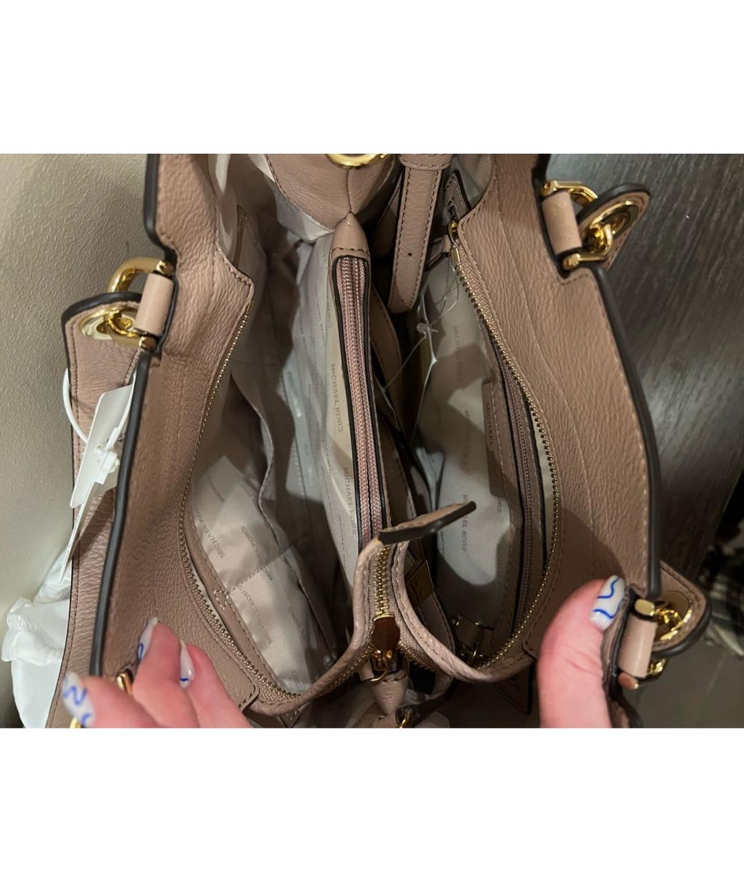 MICHAEL MICHAEL KORS Бежевая кожаная сумка тоут, фото 3