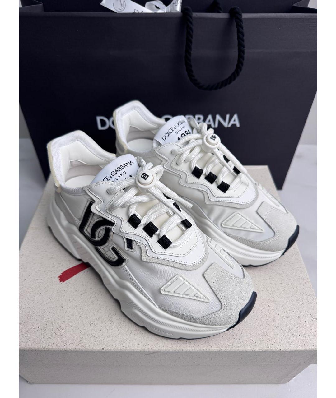 DOLCE&GABBANA Белые замшевые кроссовки, фото 6