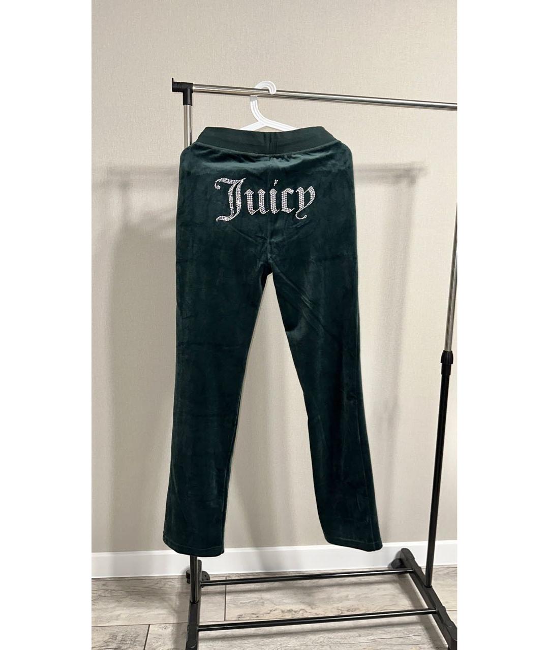 JUICY COUTURE Зеленые велюровые прямые брюки, фото 2