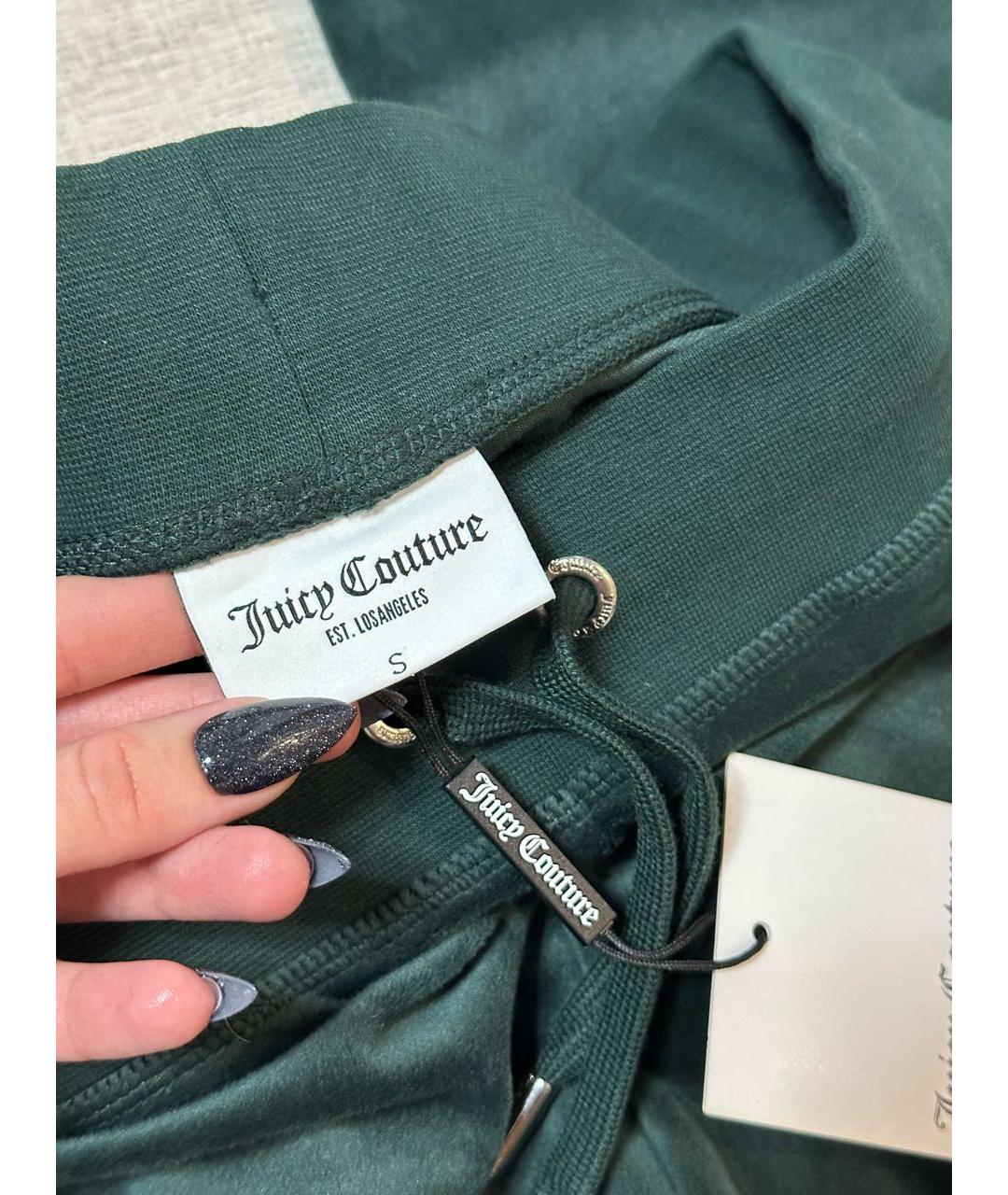 JUICY COUTURE Зеленые велюровые прямые брюки, фото 6
