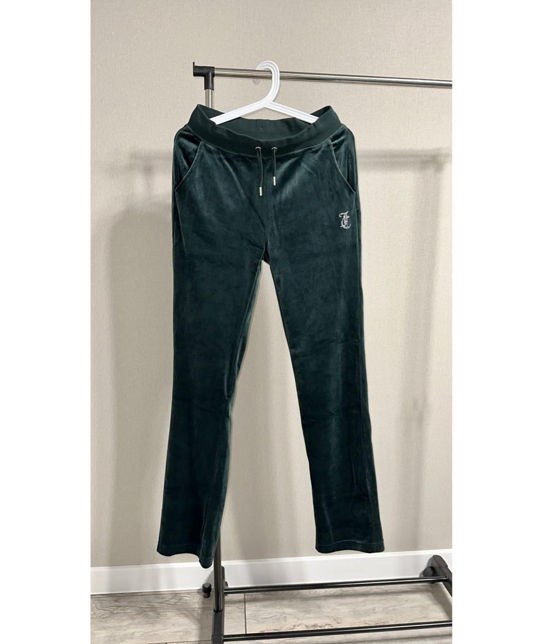 JUICY COUTURE Зеленые велюровые прямые брюки, фото 7