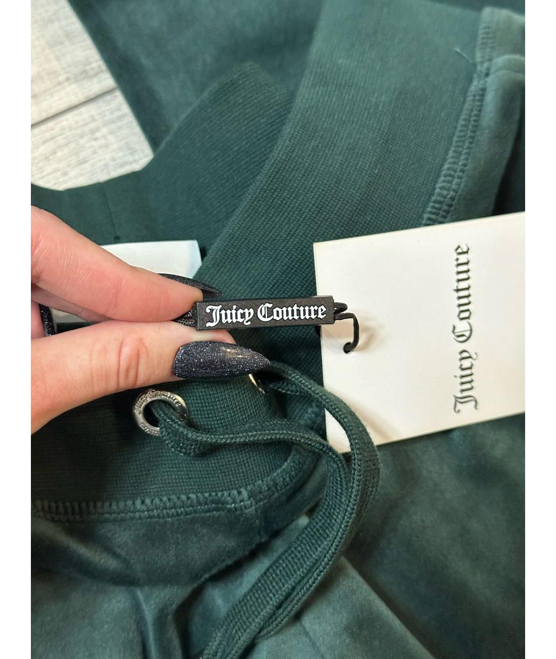 JUICY COUTURE Зеленые велюровые прямые брюки, фото 4
