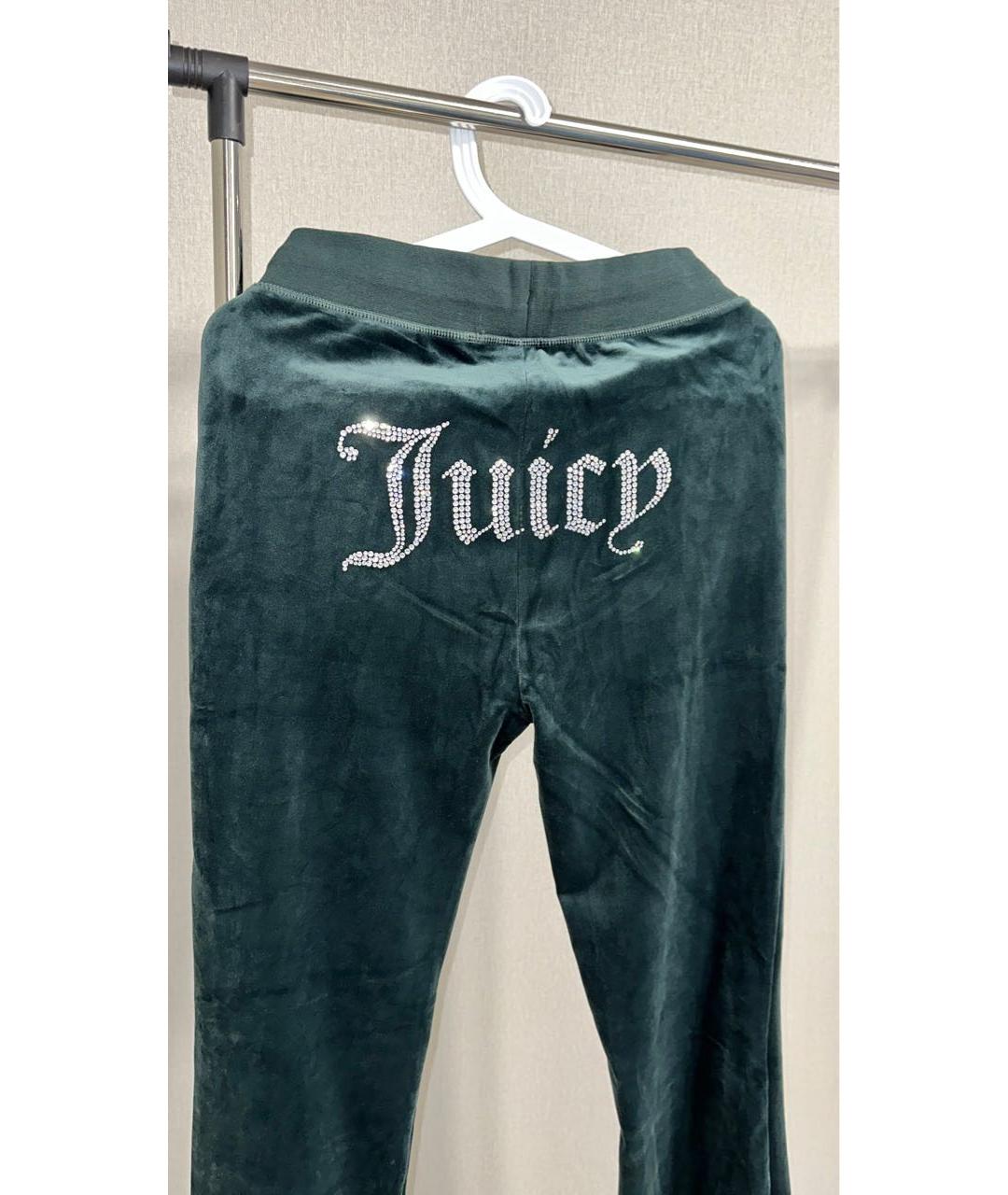 JUICY COUTURE Зеленые велюровые прямые брюки, фото 3