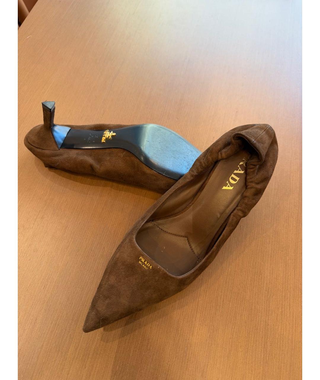 PRADA Коричневые замшевые туфли, фото 6