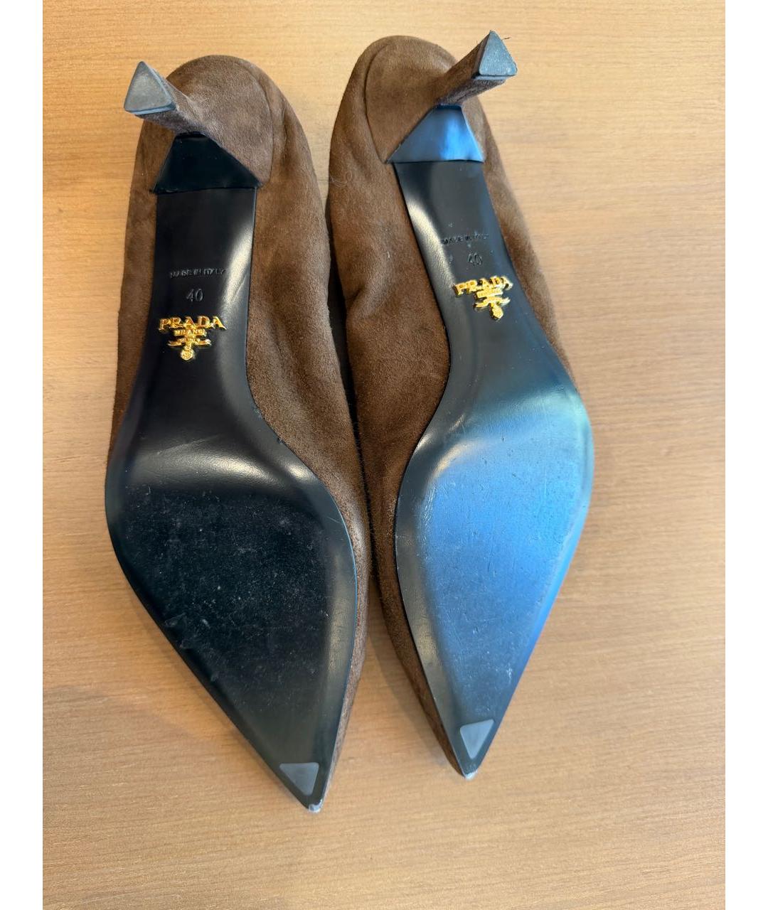 PRADA Коричневые замшевые туфли, фото 5
