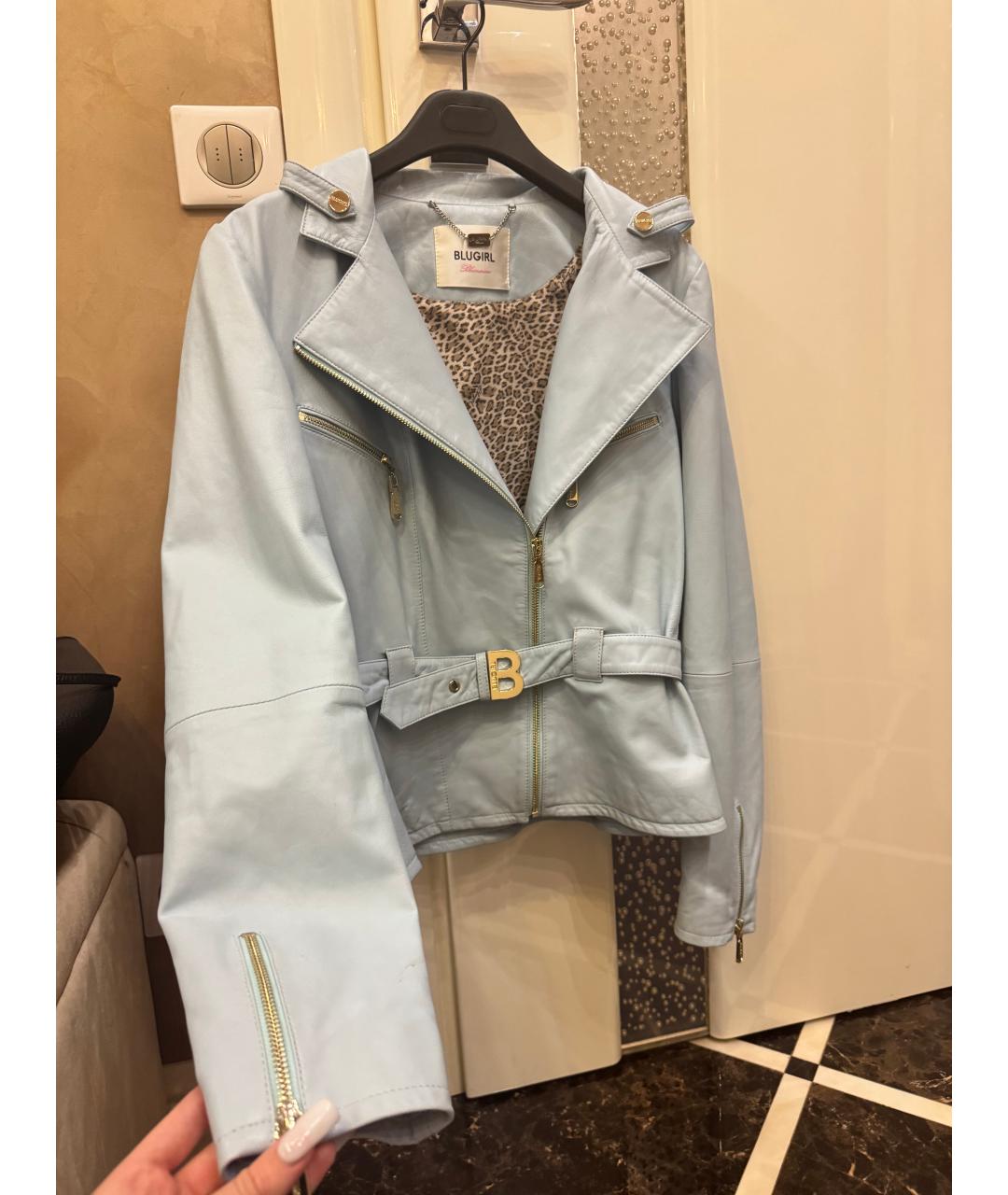 BLUGIRL Голубая кожаная куртка, фото 8