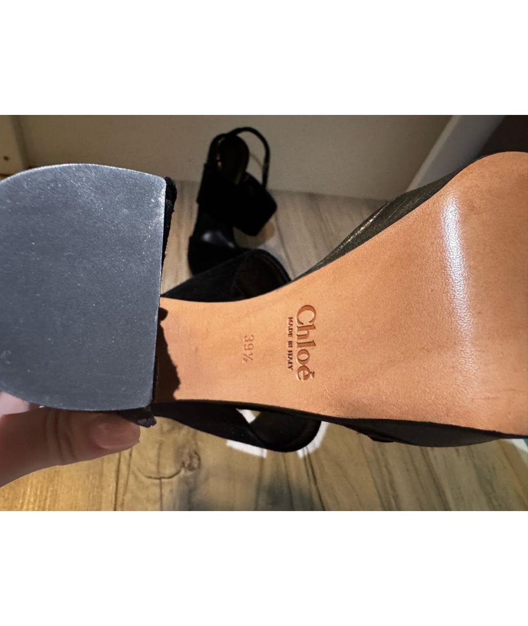 CHLOE Черные замшевые босоножки, фото 5