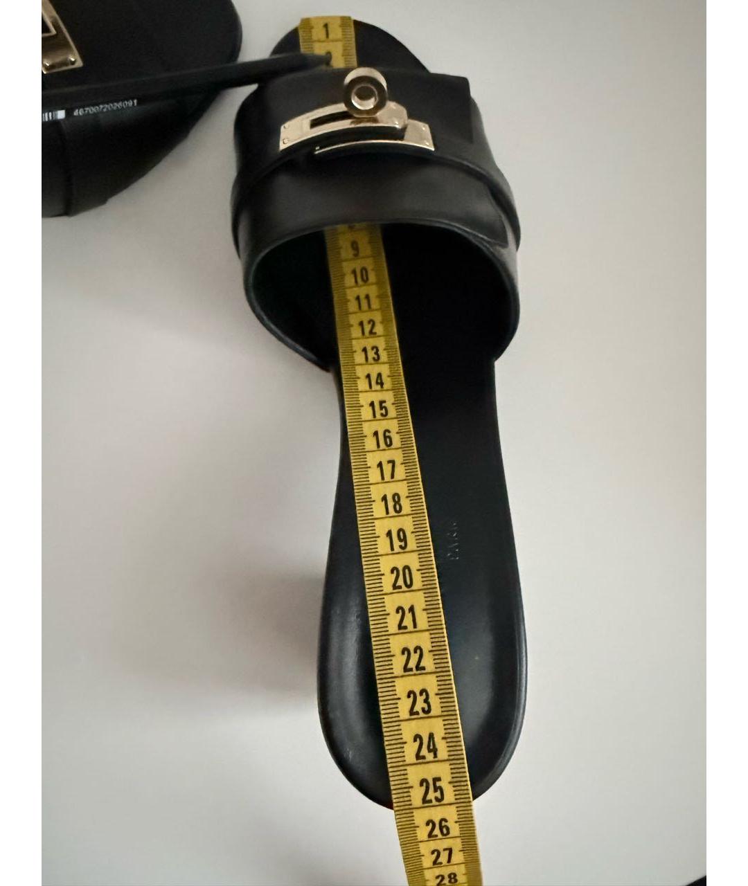 HERMES Черные кожаные босоножки, фото 7