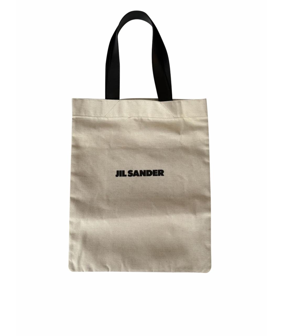 JIL SANDER Бежевая хлопковая сумка тоут, фото 1