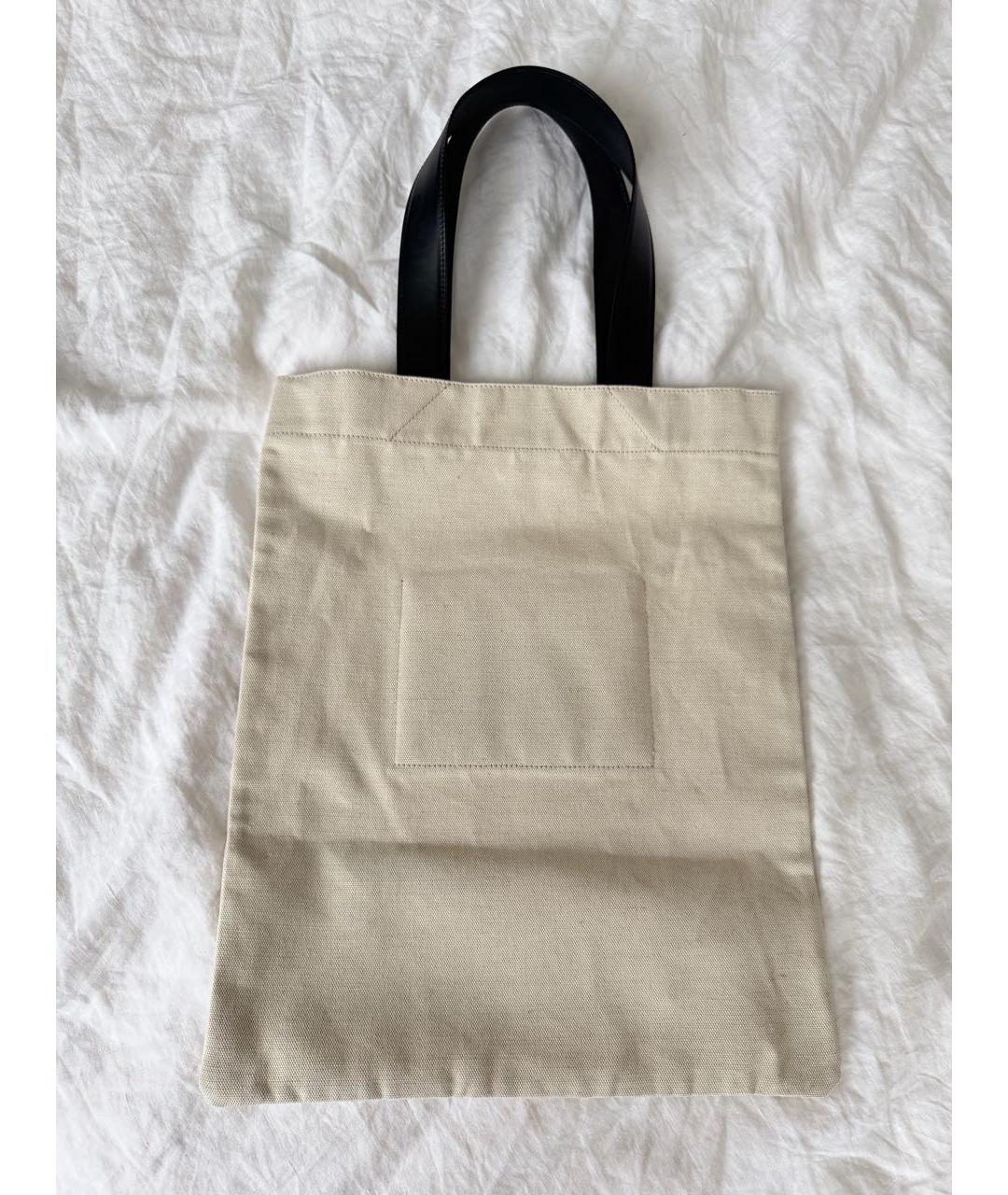 JIL SANDER Бежевая хлопковая сумка тоут, фото 3