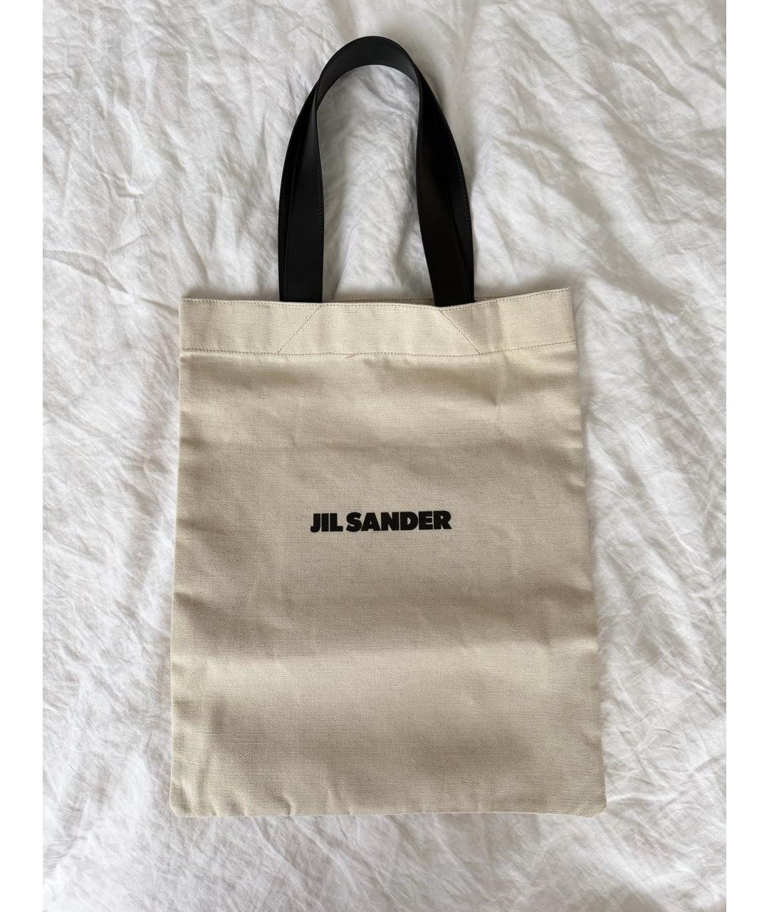 JIL SANDER Бежевая хлопковая сумка тоут, фото 7