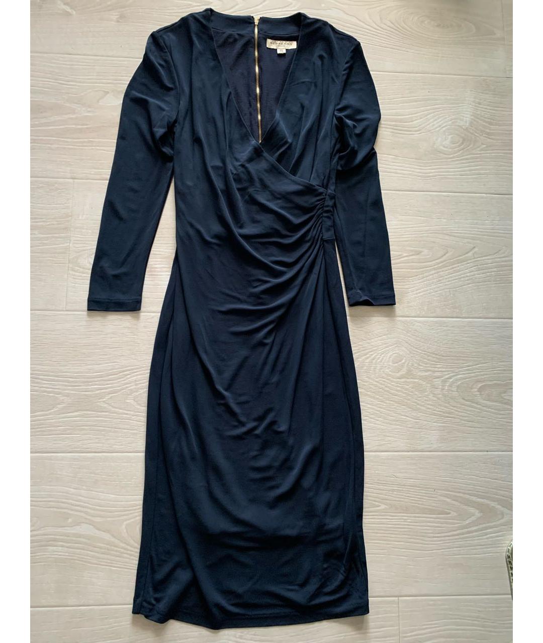 BURBERRY Синее вискозное вечернее платье, фото 7
