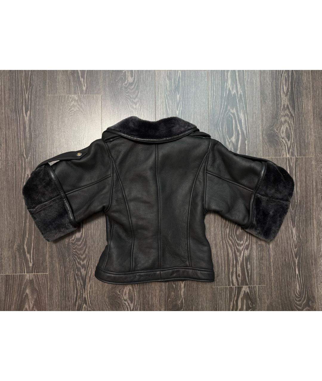 VERSACE COLLECTION Черная кожаная дубленка, фото 2