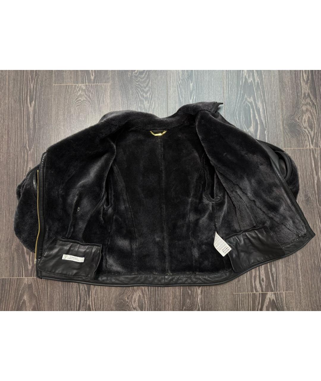 VERSACE COLLECTION Черная кожаная дубленка, фото 3