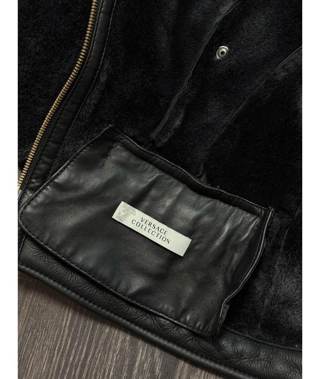 VERSACE COLLECTION Черная кожаная дубленка, фото 4