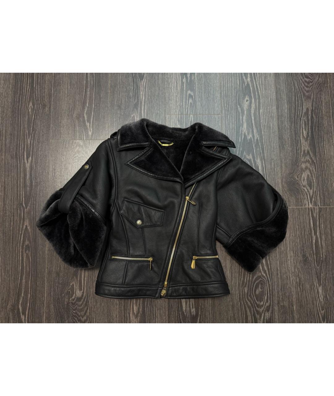 VERSACE COLLECTION Черная кожаная дубленка, фото 9