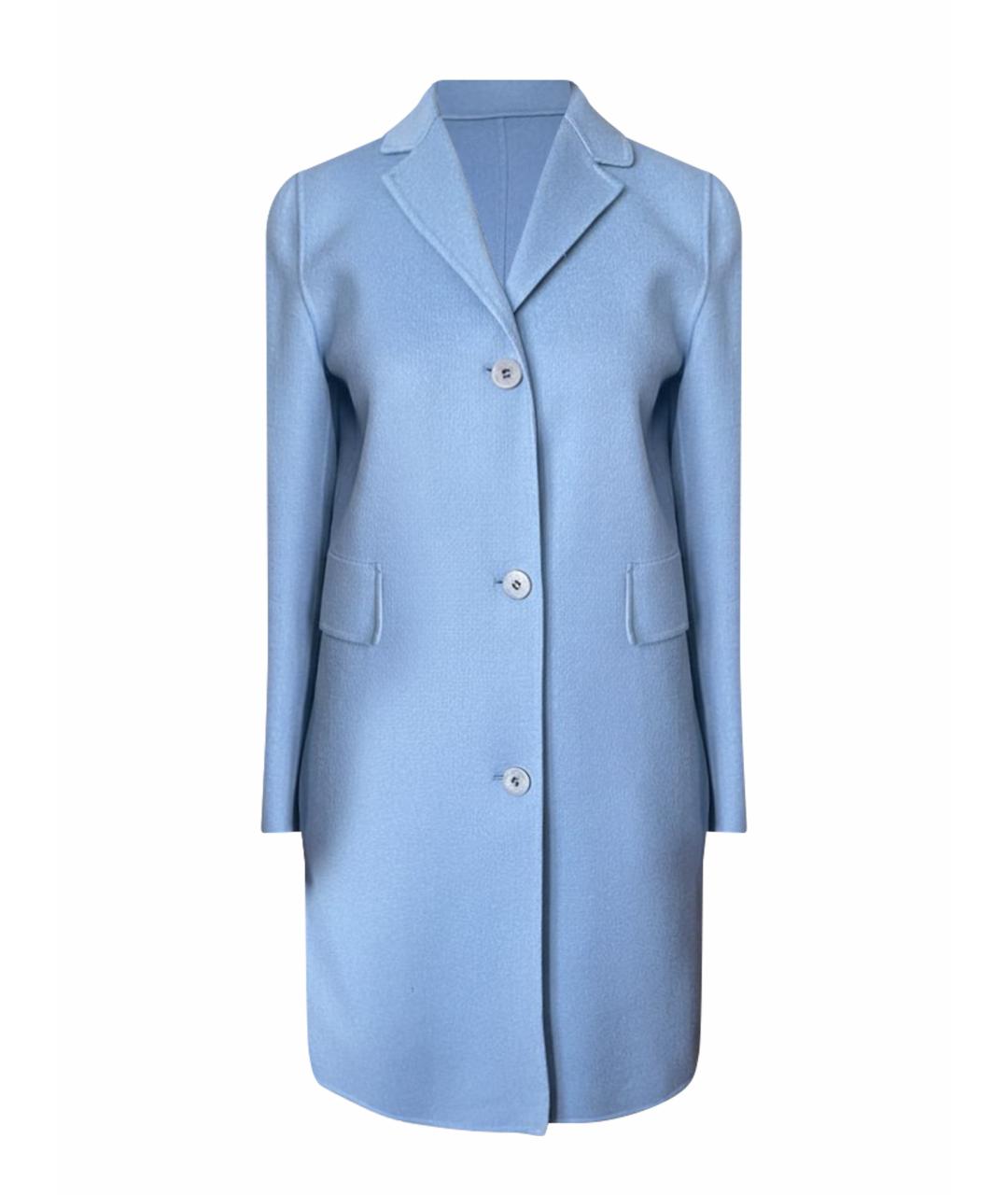 MAX MARA STUDIO Голубое шерстяное пальто, фото 1