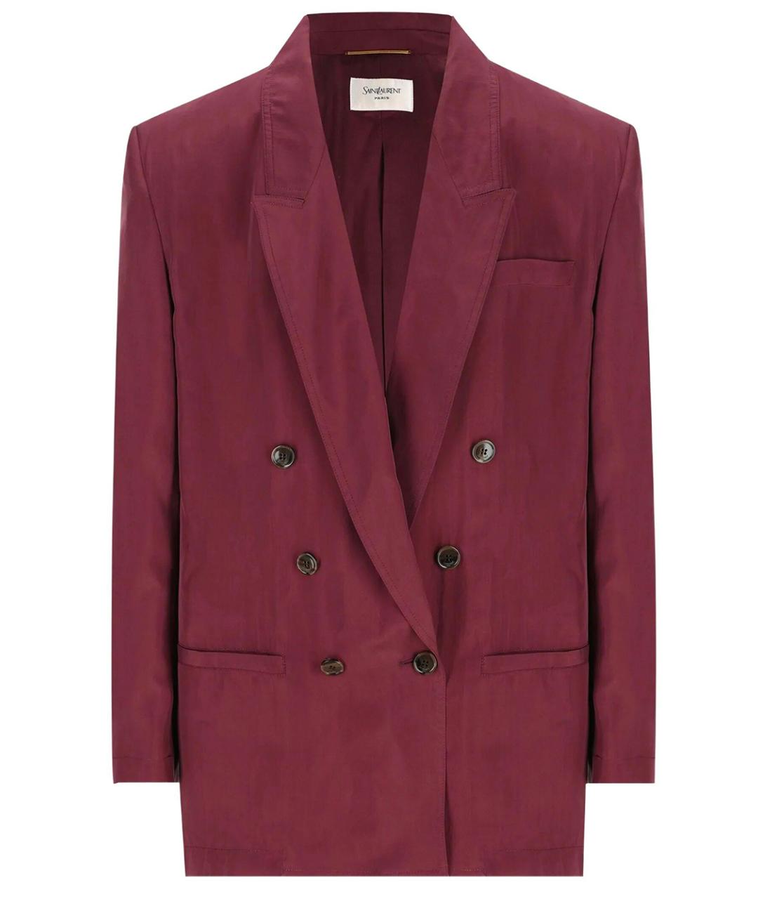 SAINT LAURENT Бордовый шелковый жакет/пиджак, фото 1