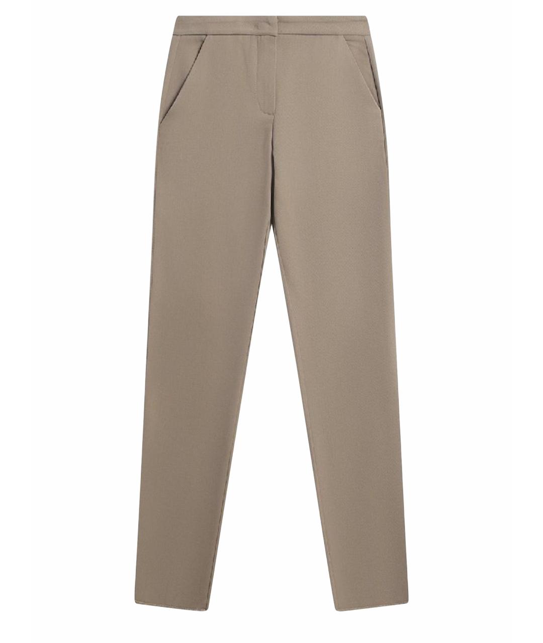 AGNONA Бежевые шерстяные прямые брюки, фото 1