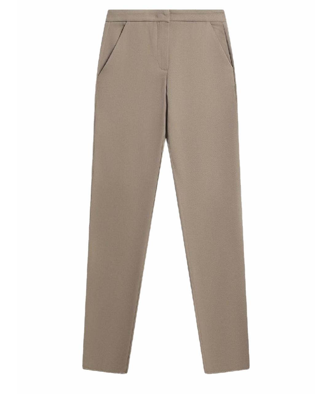 AGNONA Бежевые шерстяные прямые брюки, фото 6