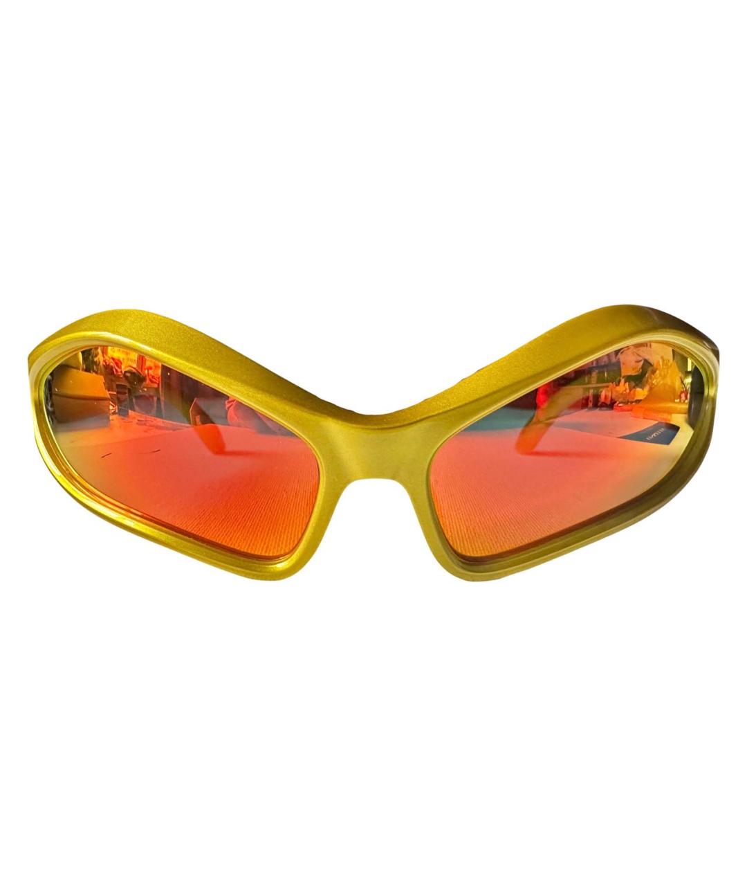 BALENCIAGA Золотые пластиковые солнцезащитные очки, фото 9