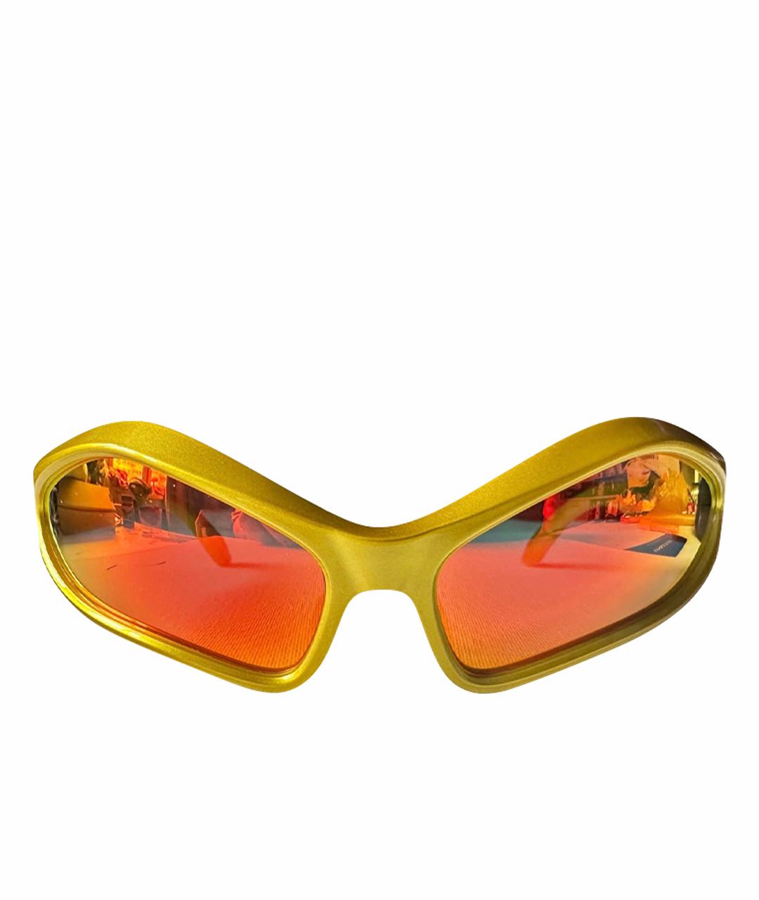 BALENCIAGA Золотые пластиковые солнцезащитные очки, фото 1