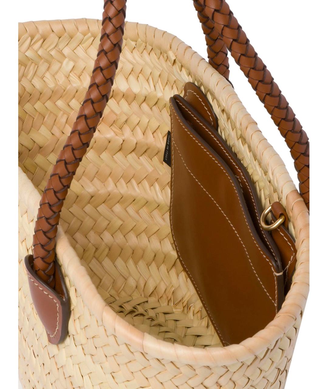 MIU MIU Бежевая пелетеная сумка тоут, фото 2