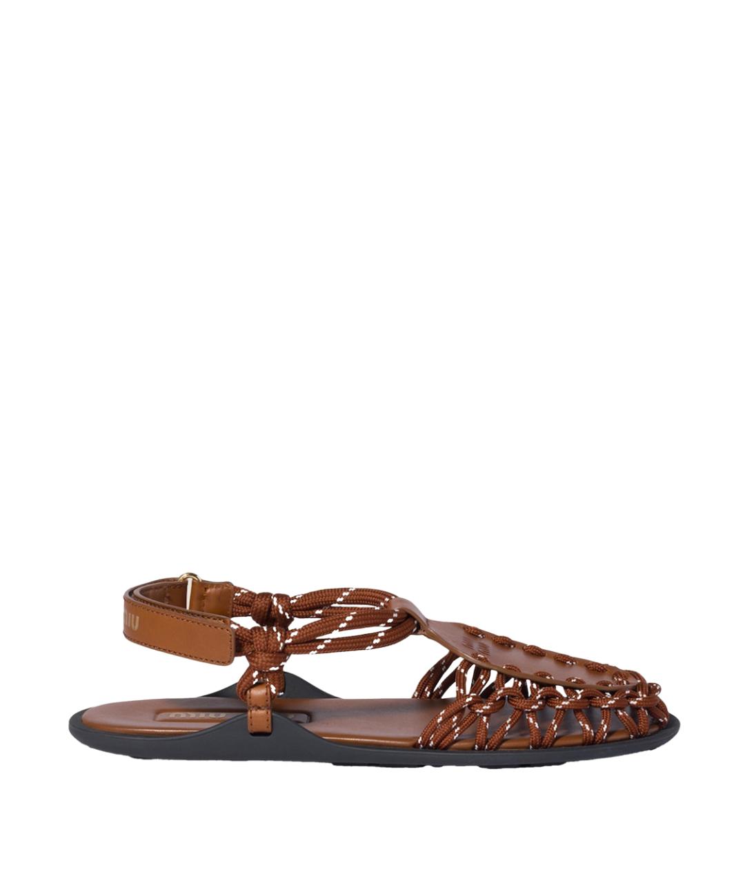 MIU MIU Коричневые кожаные сандалии, фото 1