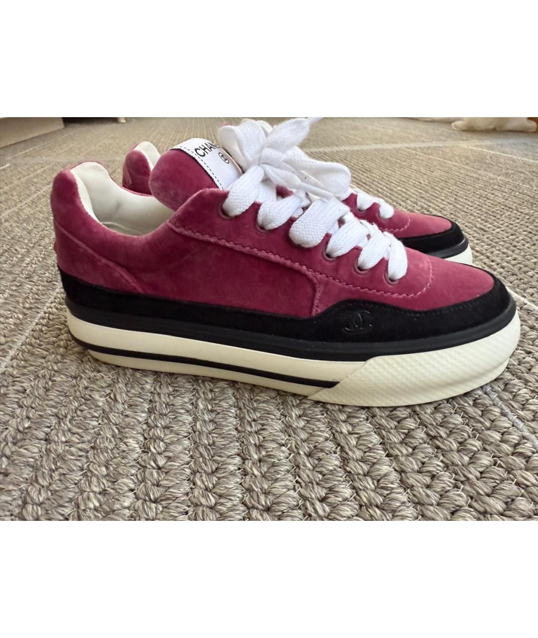 CHANEL Розовые замшевые кроссовки, фото 8