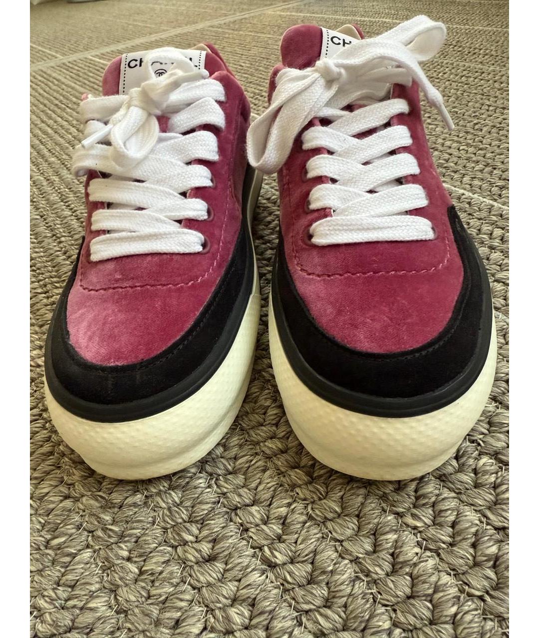 CHANEL Розовые замшевые кроссовки, фото 6