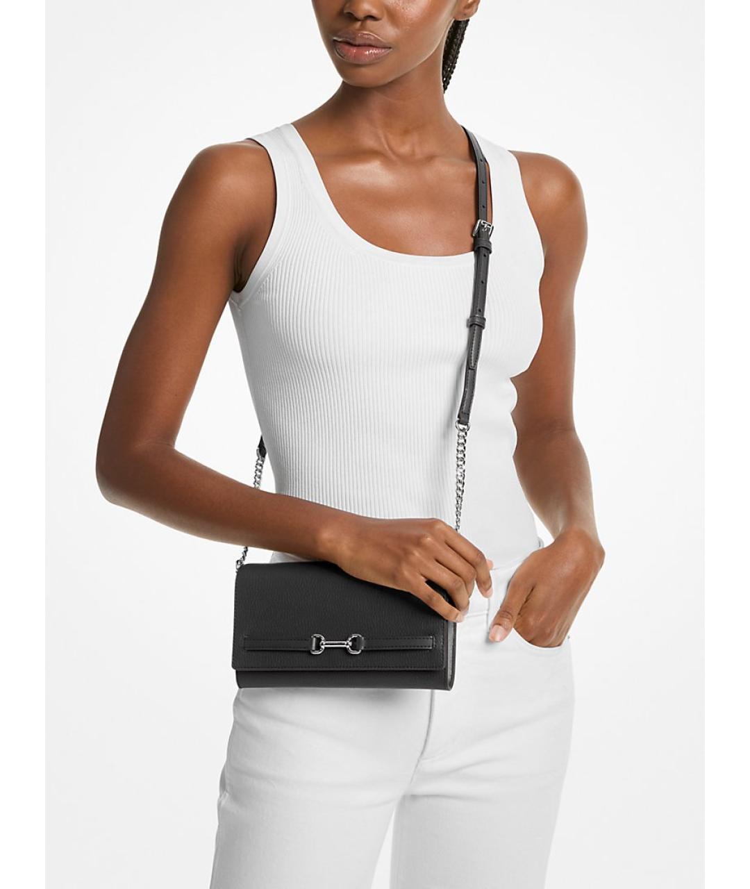 MICHAEL KORS Черная кожаная сумка через плечо, фото 3