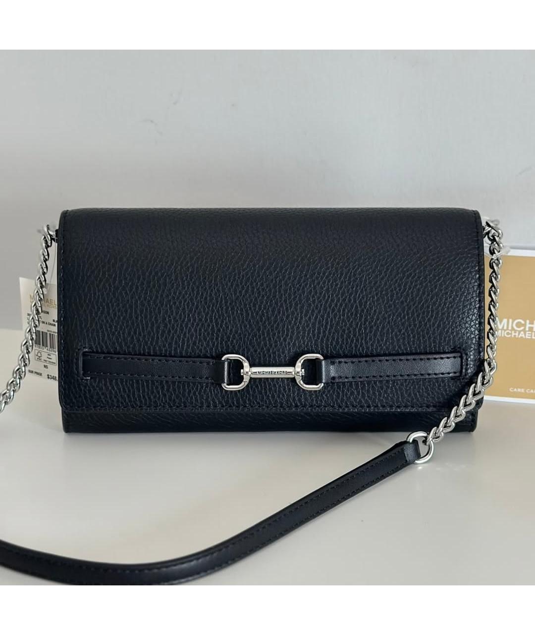 MICHAEL KORS Черная кожаная сумка через плечо, фото 4