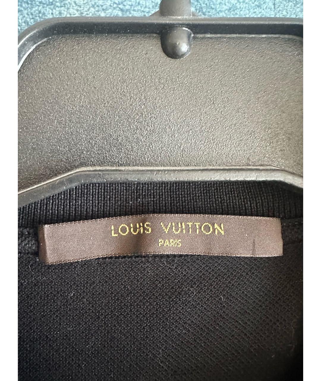 LOUIS VUITTON Черное хлопковое поло с коротким рукавом, фото 3