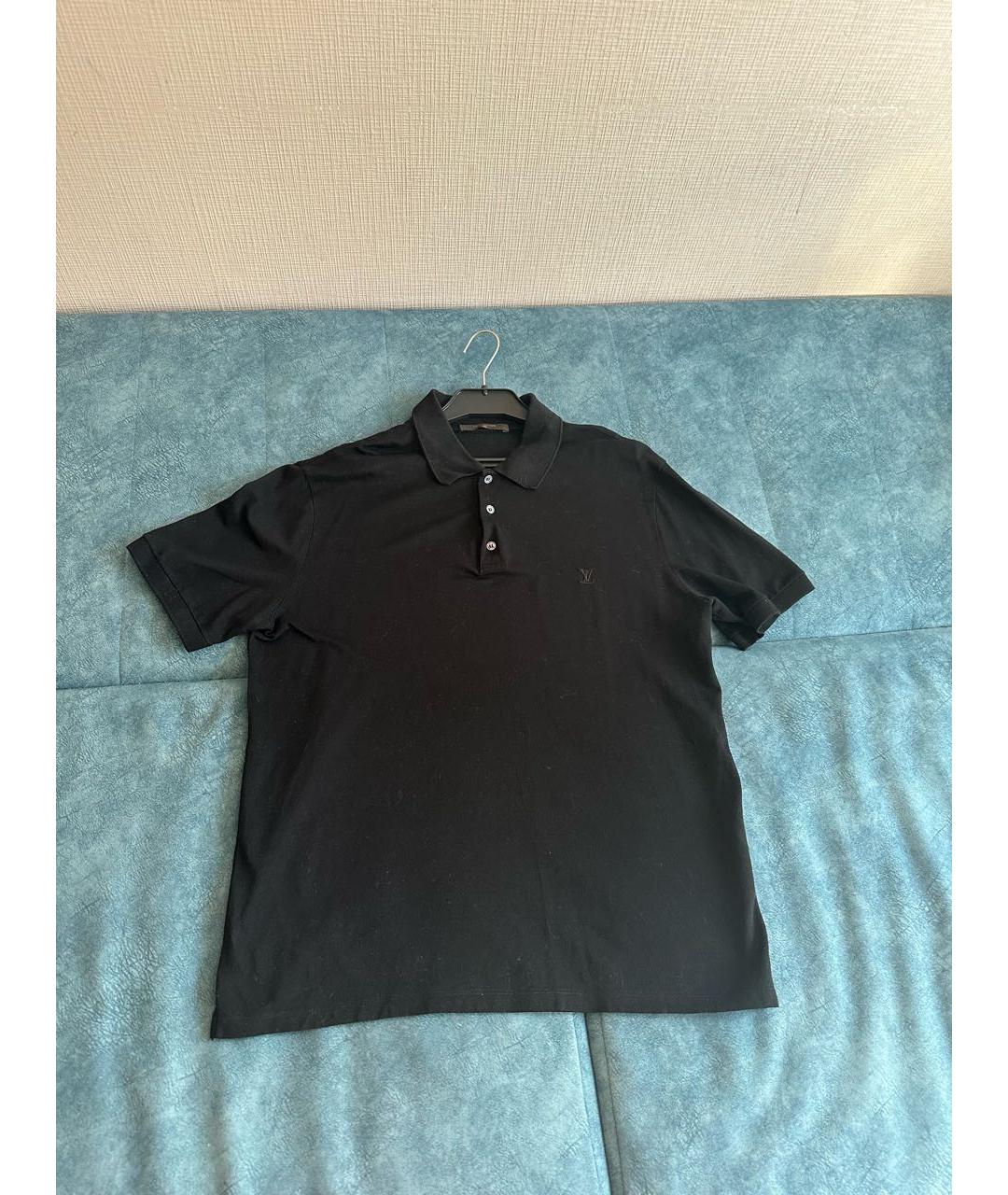 LOUIS VUITTON Черное хлопковое поло с коротким рукавом, фото 8