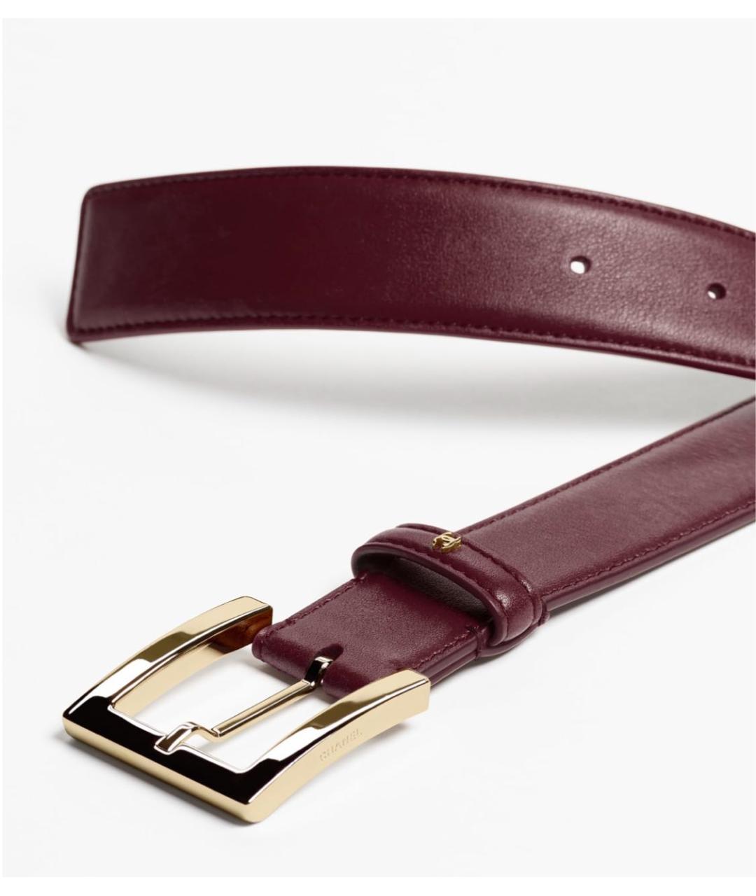 CHANEL Бордовый кожаный ремень, фото 2