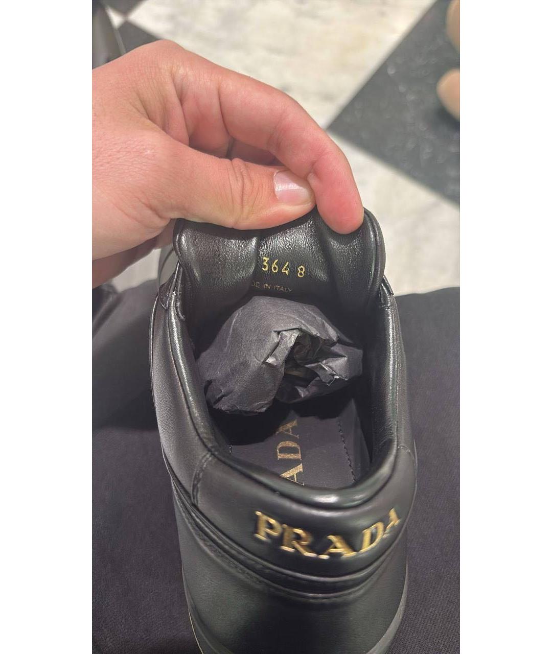 PRADA Черные кожаные низкие кроссовки / кеды, фото 6
