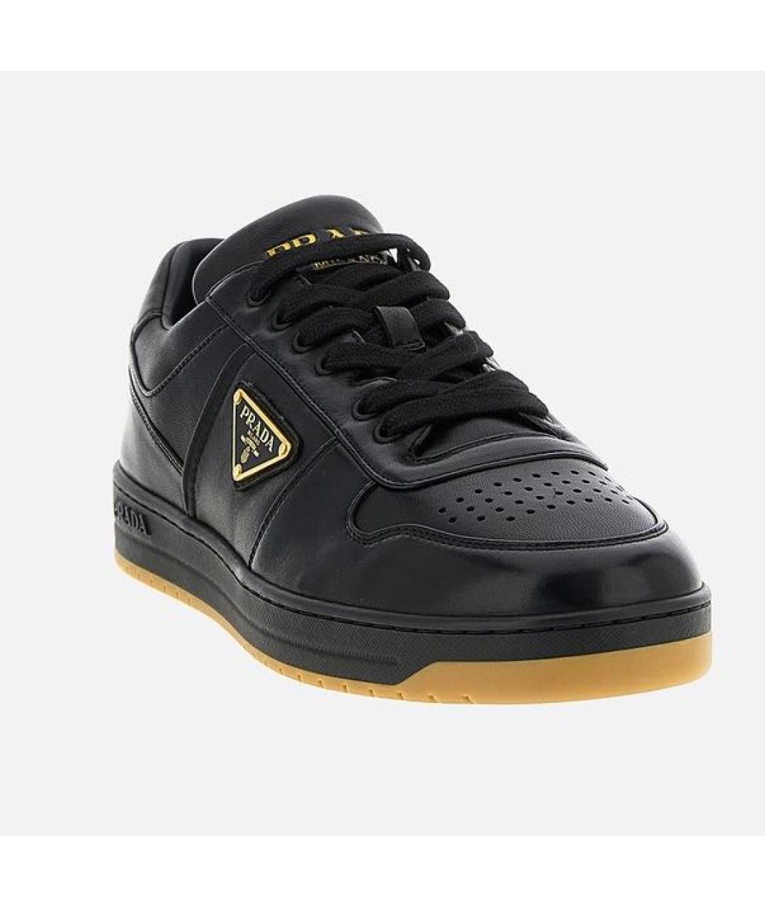 PRADA Черные кожаные низкие кроссовки / кеды, фото 3