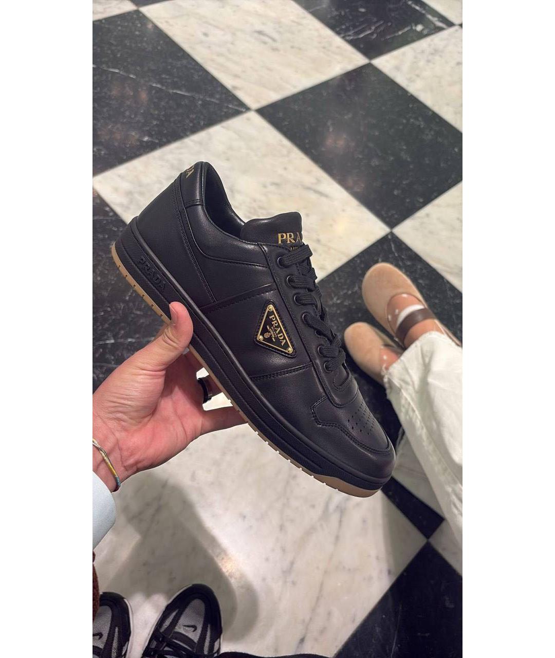 PRADA Черные кожаные низкие кроссовки / кеды, фото 7