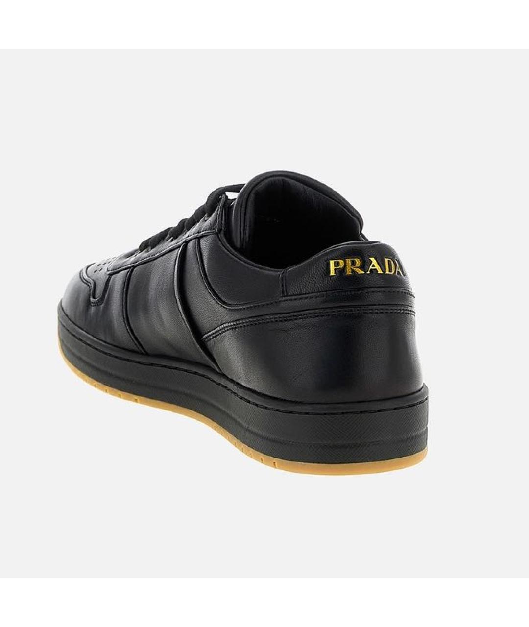 PRADA Черные кожаные низкие кроссовки / кеды, фото 2