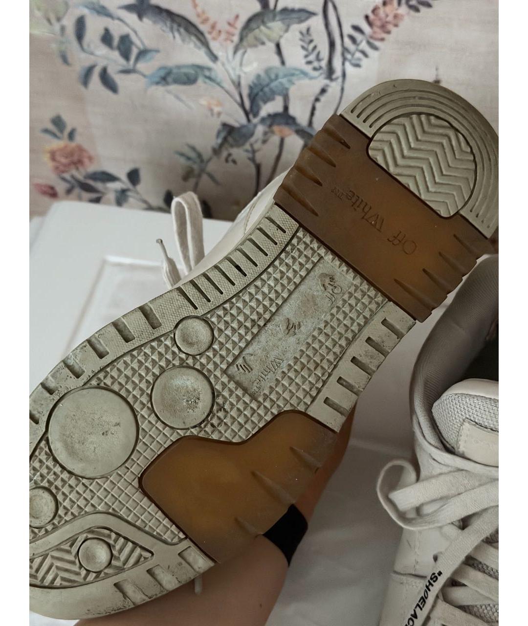 OFF-WHITE Бежевые кожаные кроссовки, фото 8