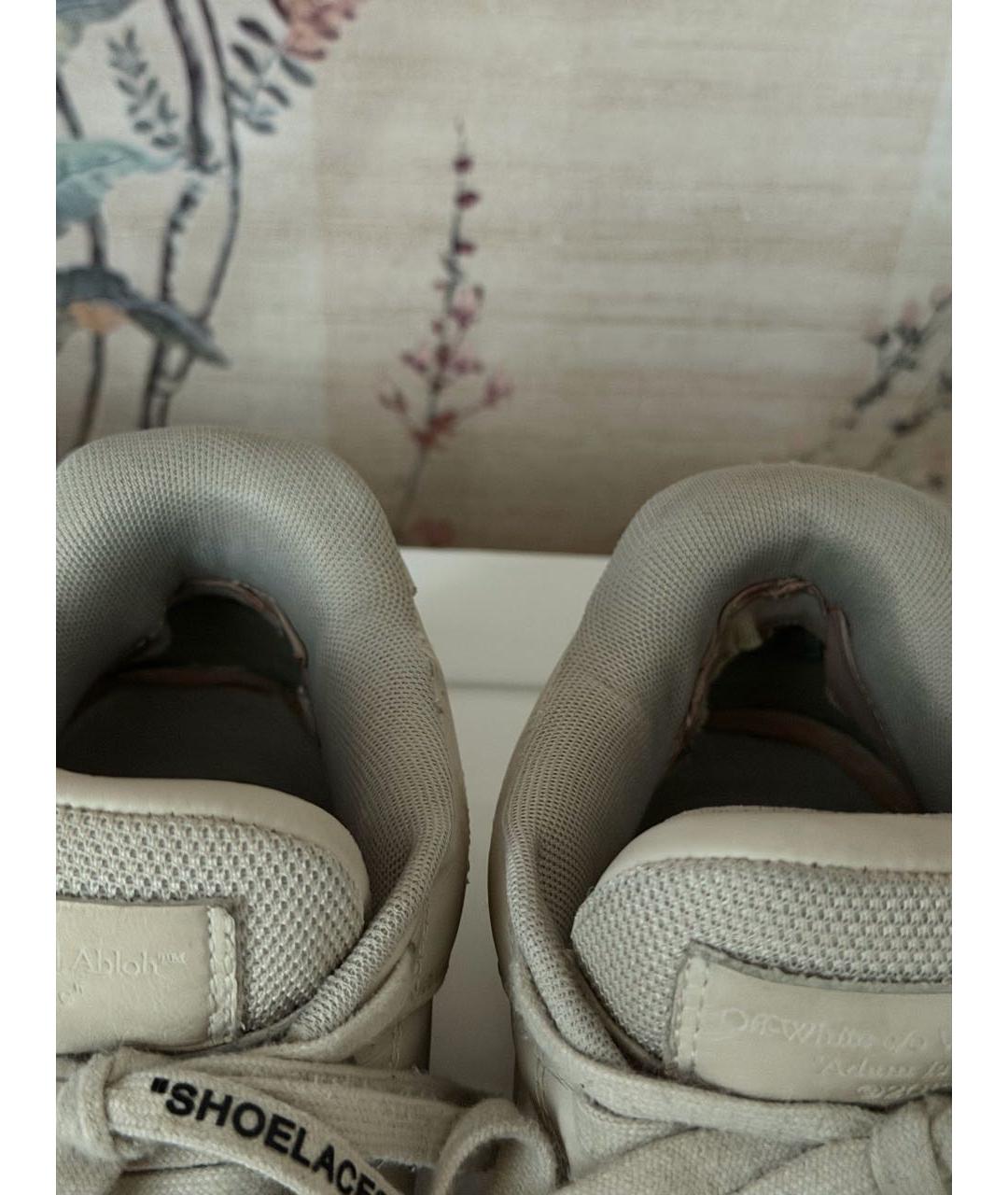 OFF-WHITE Бежевые кожаные кроссовки, фото 7