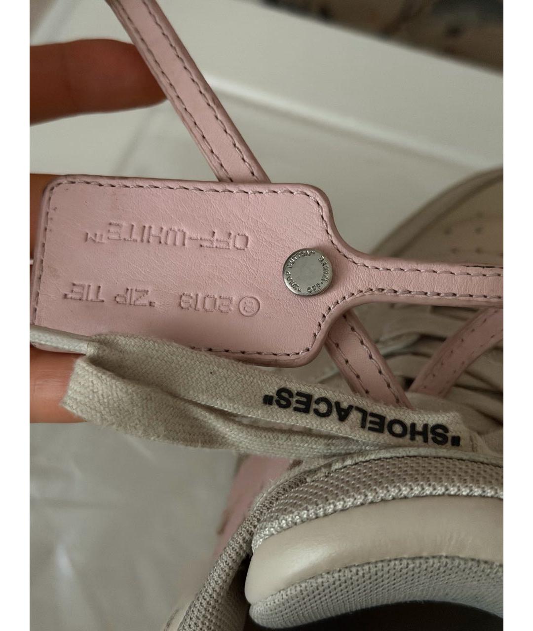 OFF-WHITE Бежевые кожаные кроссовки, фото 6