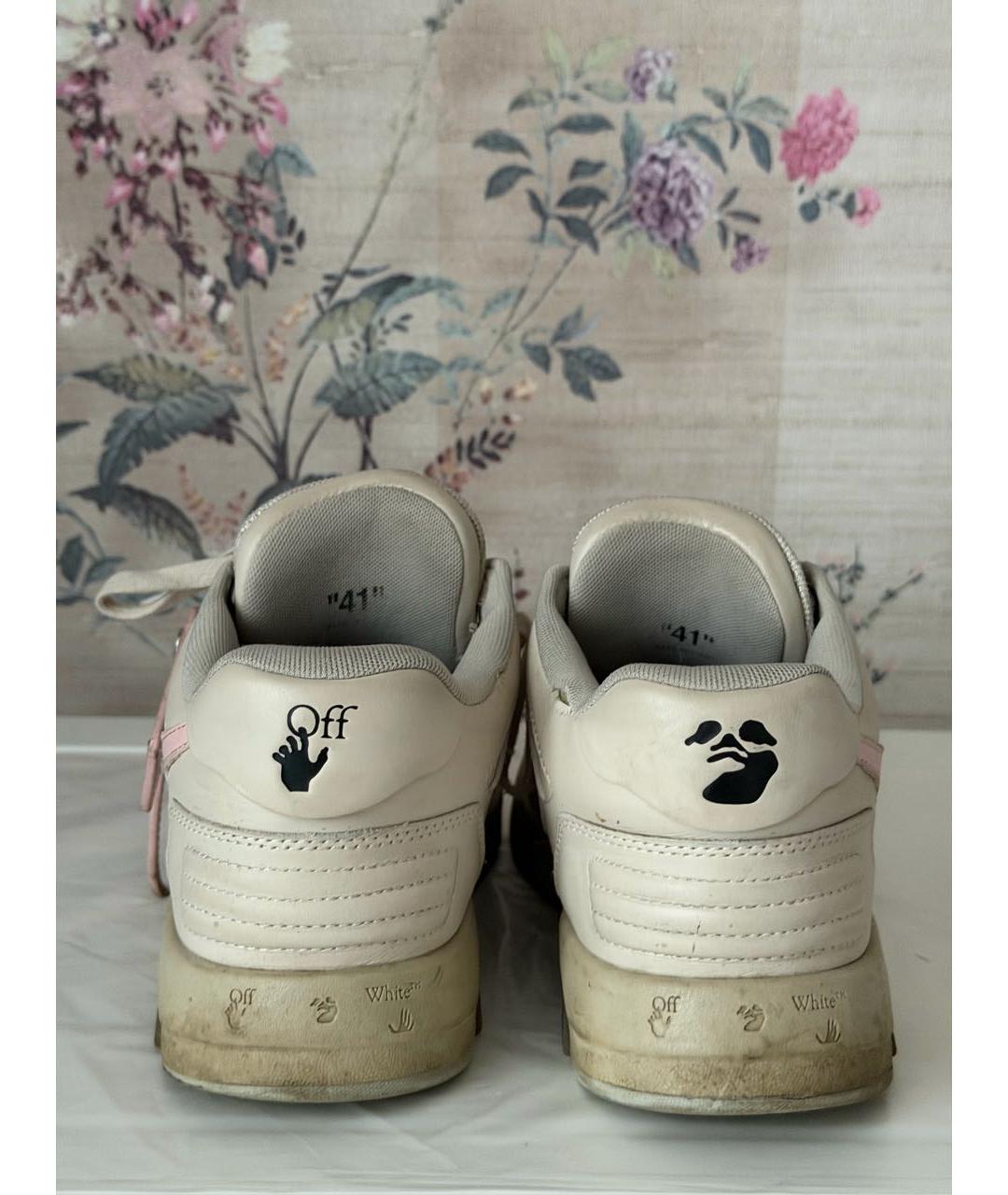 OFF-WHITE Бежевые кожаные кроссовки, фото 4