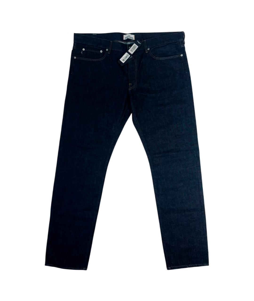 STONE ISLAND Темно-синие хлопковые прямые джинсы, фото 5