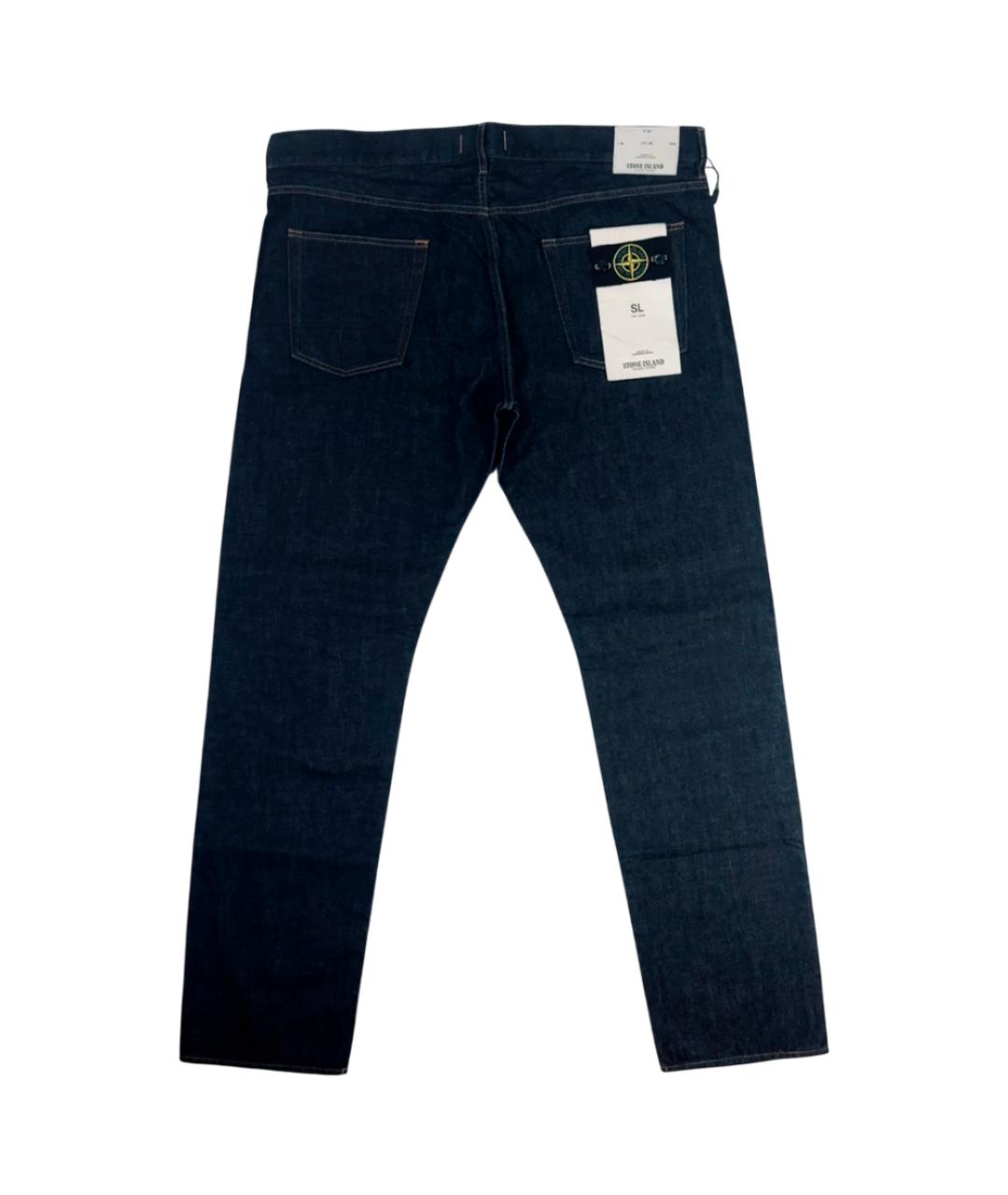 STONE ISLAND Темно-синие хлопковые прямые джинсы, фото 2