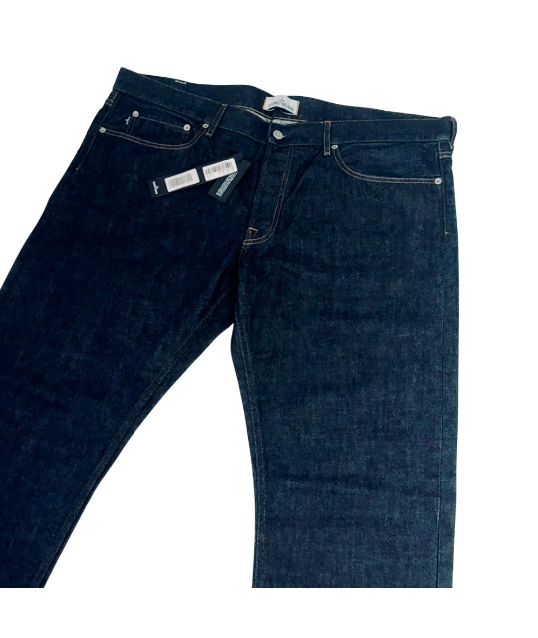 STONE ISLAND Темно-синие хлопковые прямые джинсы, фото 3