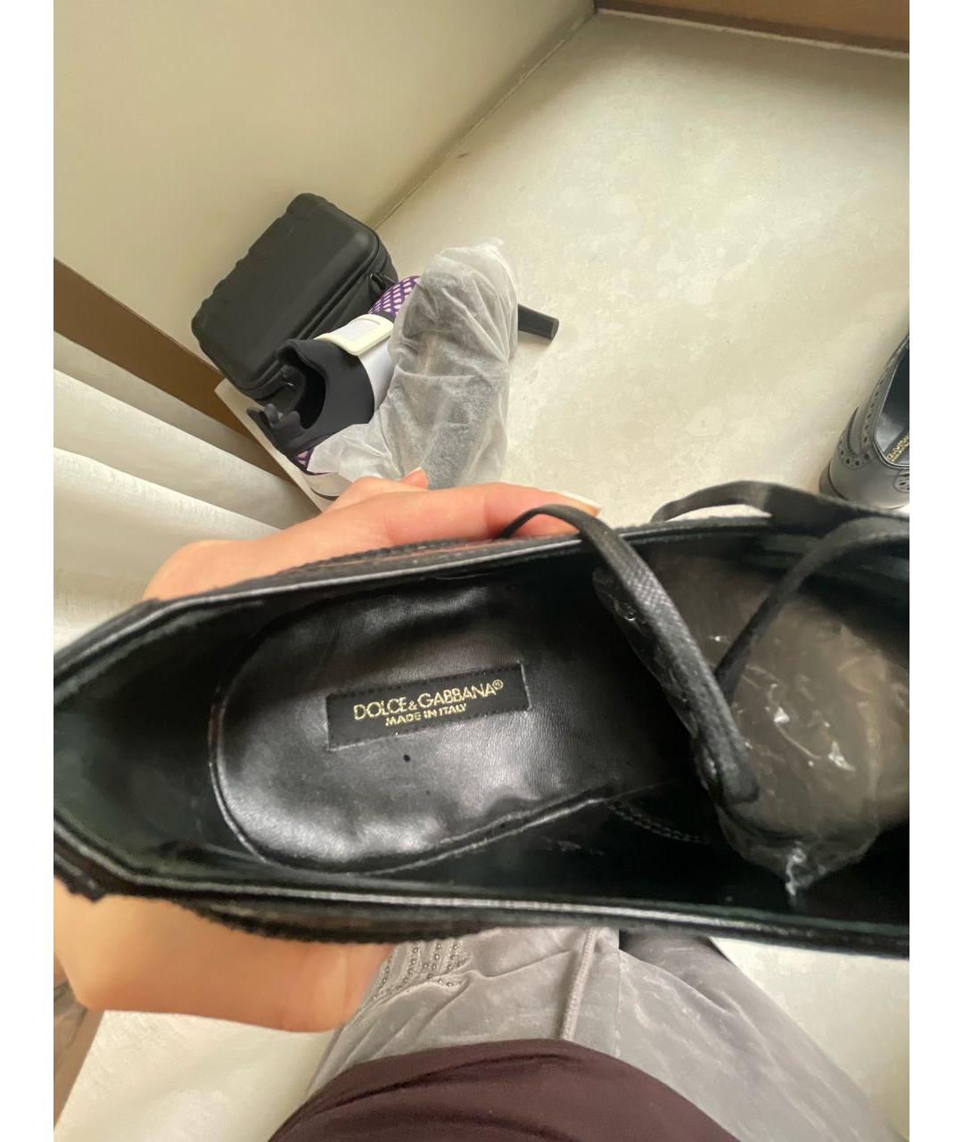 DOLCE&GABBANA Черные кожаные брогги и оксфорды, фото 5