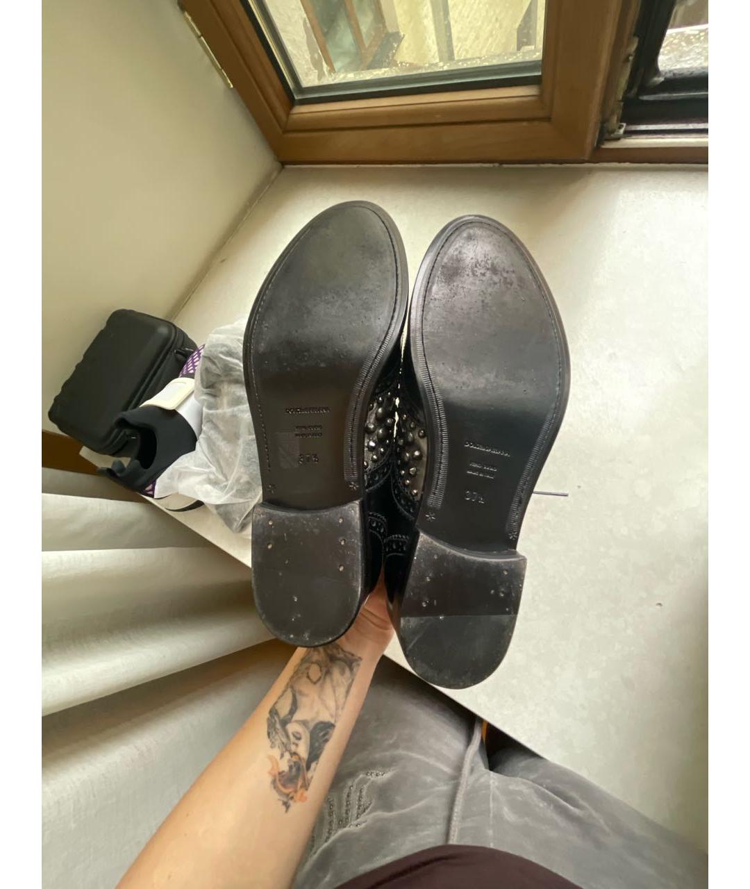 DOLCE&GABBANA Черные кожаные брогги и оксфорды, фото 6