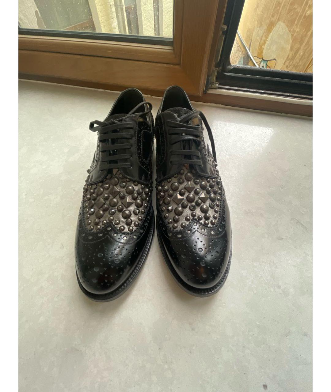 DOLCE&GABBANA Черные кожаные брогги и оксфорды, фото 2