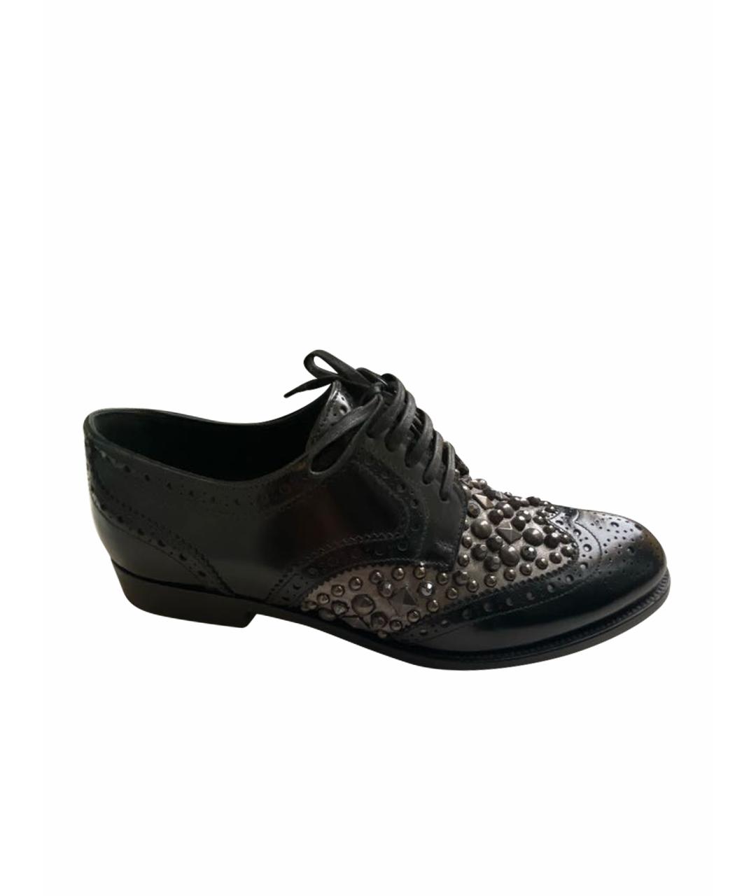 DOLCE&GABBANA Черные кожаные брогги и оксфорды, фото 7